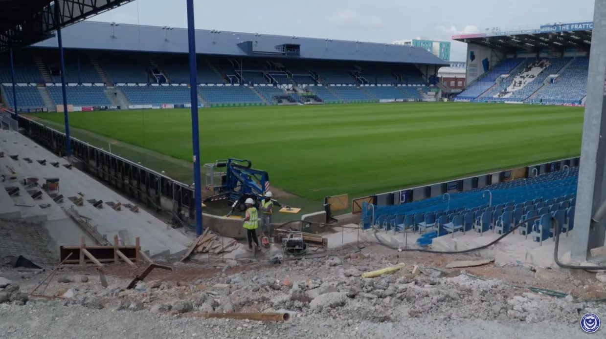 Bản vẽ kế hoạch phát triển và nâng cấp sân vận động Fratton Park, thể hiện khát vọng tương lai của Portsmouth FC