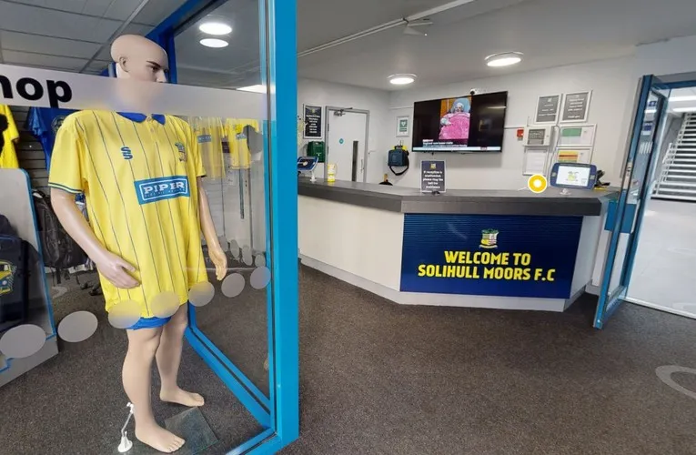 Lối vào sân Damson Park, cổng chào đón những người hâm mộ trung thành của Solihull Moors