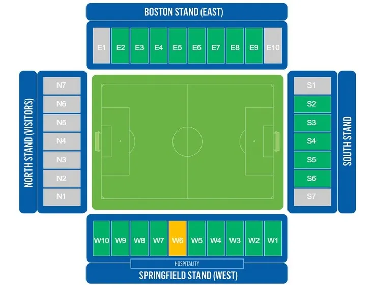 Sơ đồ bố trí chỗ ngồi chi tiết tại Sân vận động Brick Community (DW Stadium), giúp người hâm mộ Wigan Athletic dễ dàng định vị vị trí của mình.