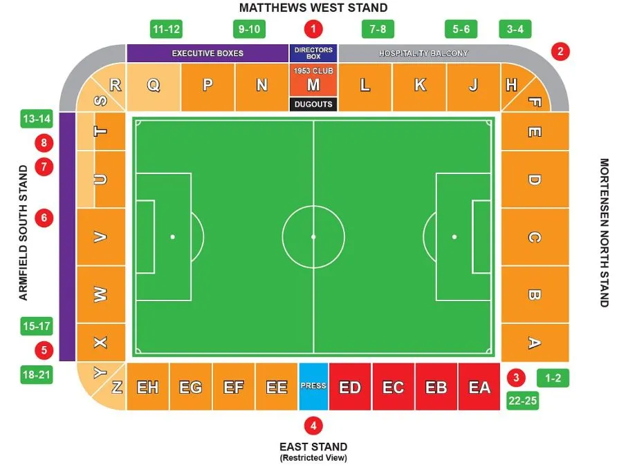 Sơ đồ bố trí chỗ ngồi sân Bloomfield Road