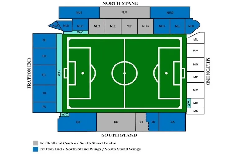 Sơ đồ chi tiết các khán đài và khu vực chỗ ngồi tại sân vận động Fratton Park của Portsmouth FC