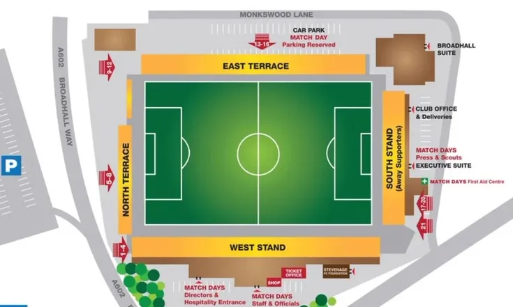 Sơ đồ sân vận động Broadhall Way