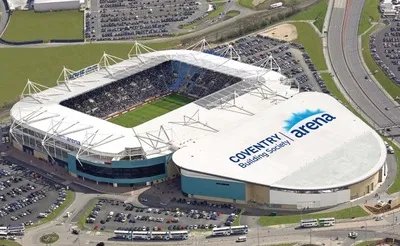Tổng quan trên không về Sân vận động Coventry Building Society Arena – biểu tượng mới của Coventry City.
